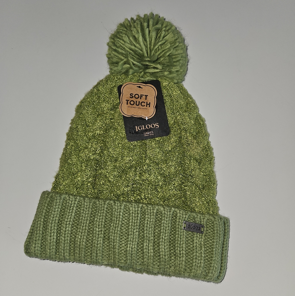 Igloos Soft Touch Green Pom Beanie Hat